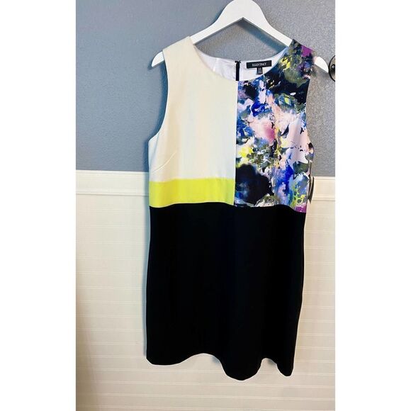 Ellen Tracy Plus size Color Block Floral A-Line Sleeveless Dress Size 16 NWT - Picture 2 of 9
